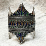 Vintage Silver Cuff Bracelet with Enamel