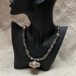 Berber Silver Beaded Necklace with Central Pendant